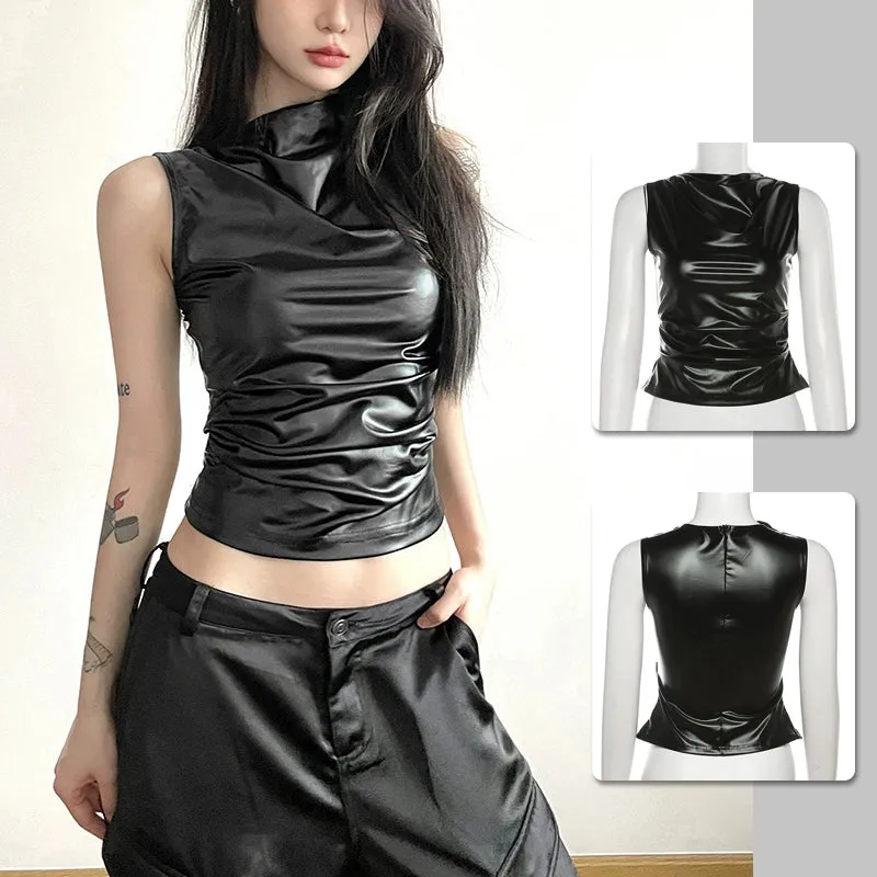 Sexy PU Leather Bandeau Bolero for Jazz Dance