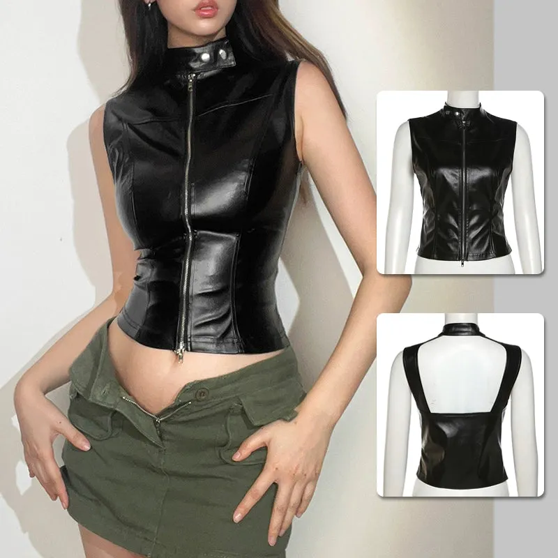 Sexy PU Leather Bandeau Bolero for Jazz Dance