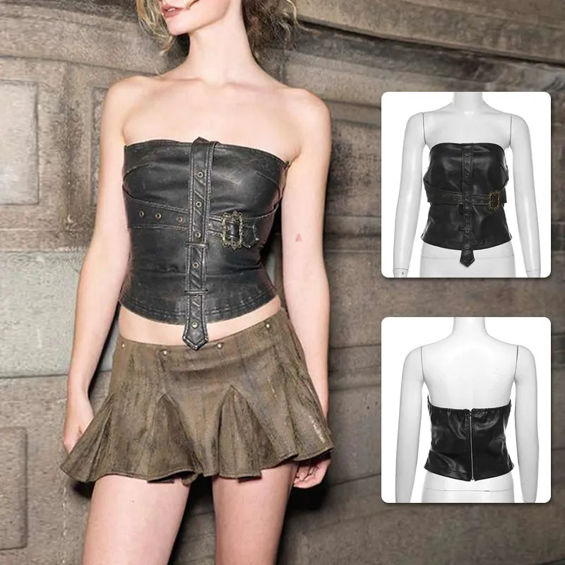 Sexy PU Leather Bandeau Bolero for Jazz Dance