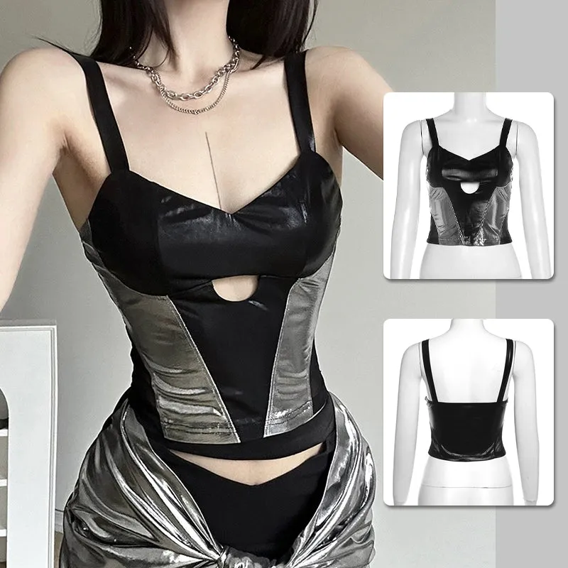 Sexy PU Leather Bandeau Bolero for Jazz Dance