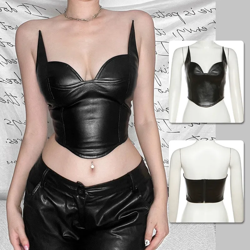 Sexy PU Leather Bandeau Bolero for Jazz Dance