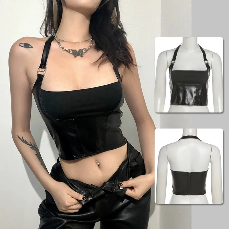 Sexy PU Leather Bandeau Bolero for Jazz Dance