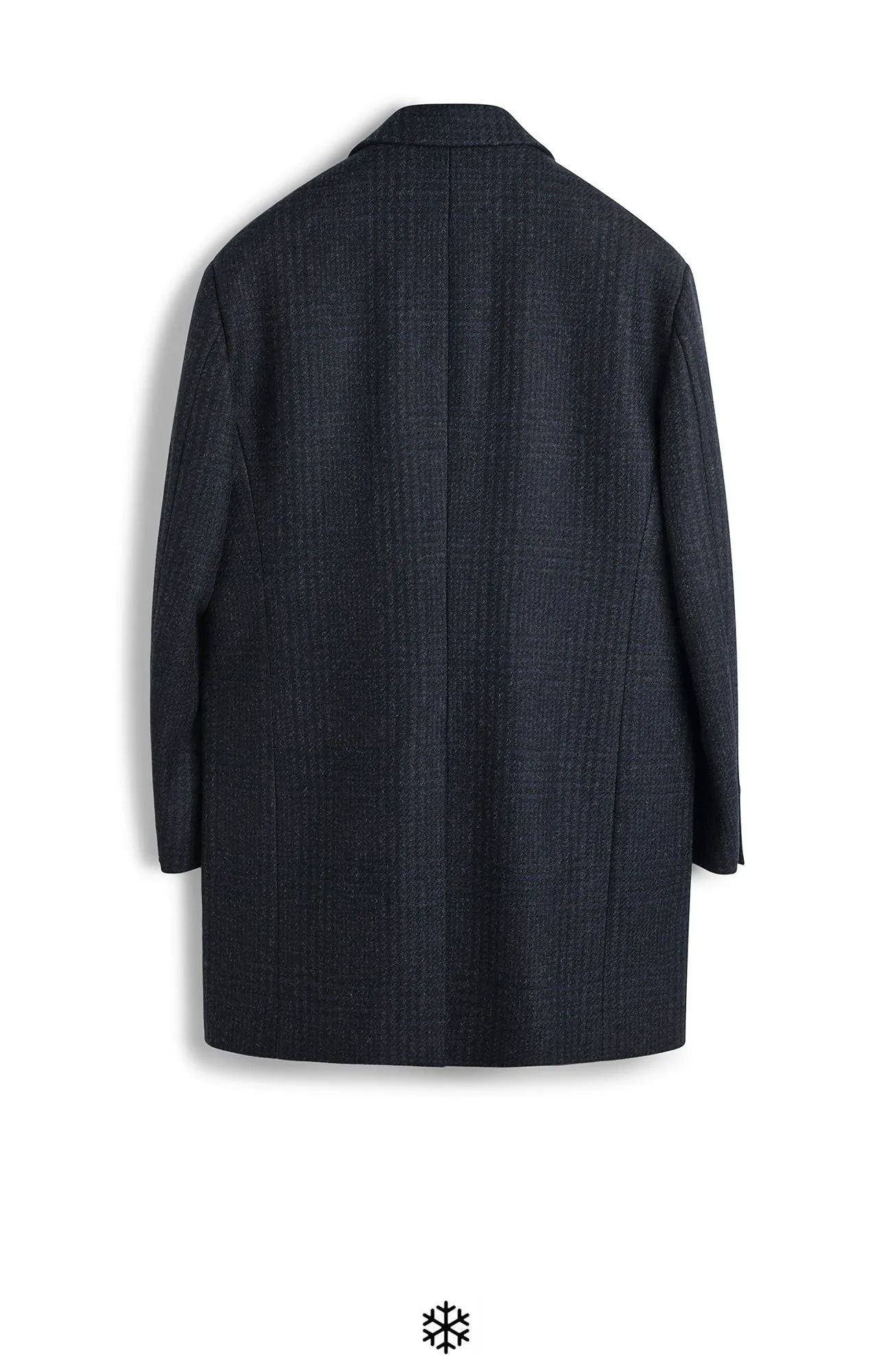 SHERWOOD NAVY PLAID WOOL TOPCOAT