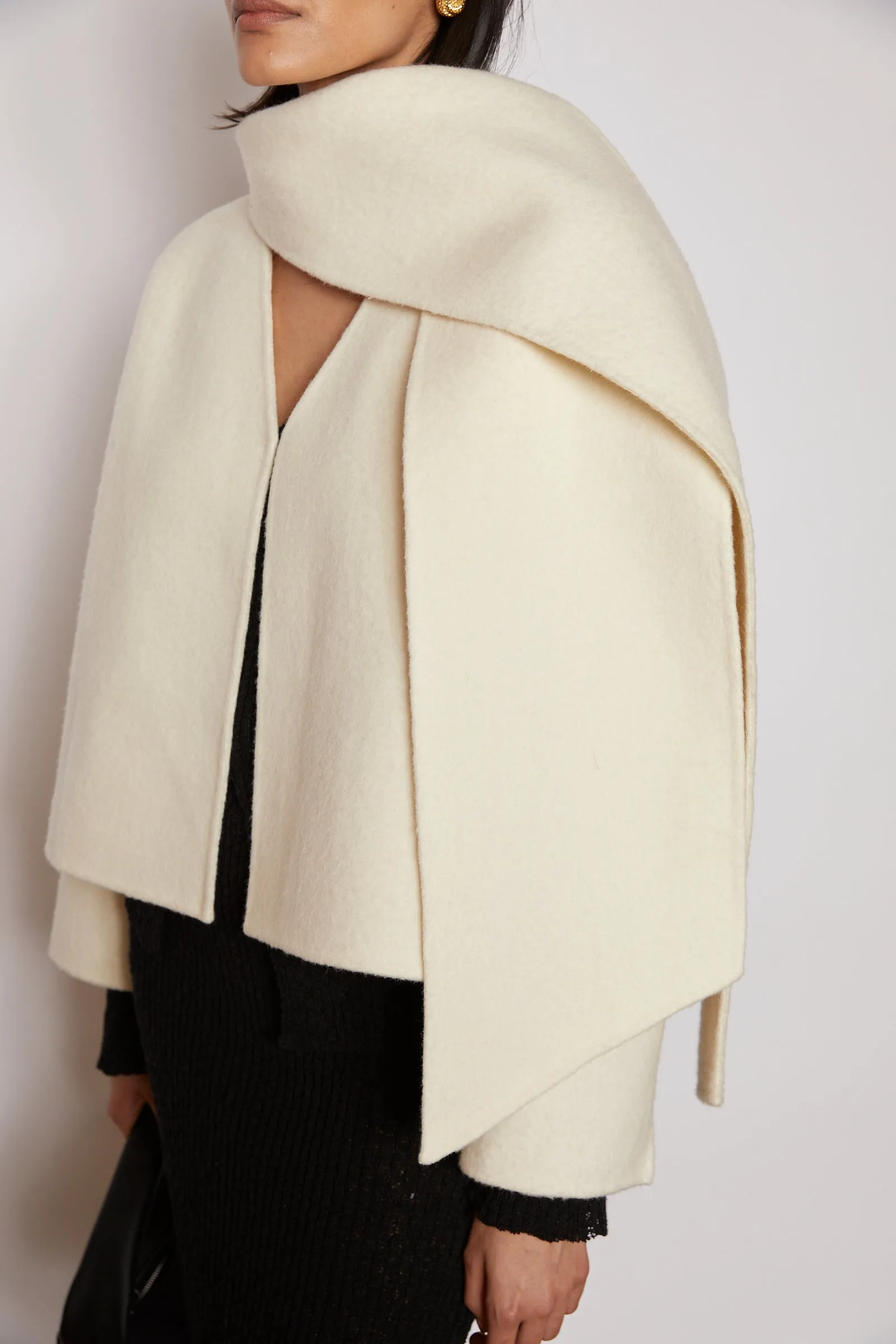 SIENNA COAT WITH SCARF CREAM