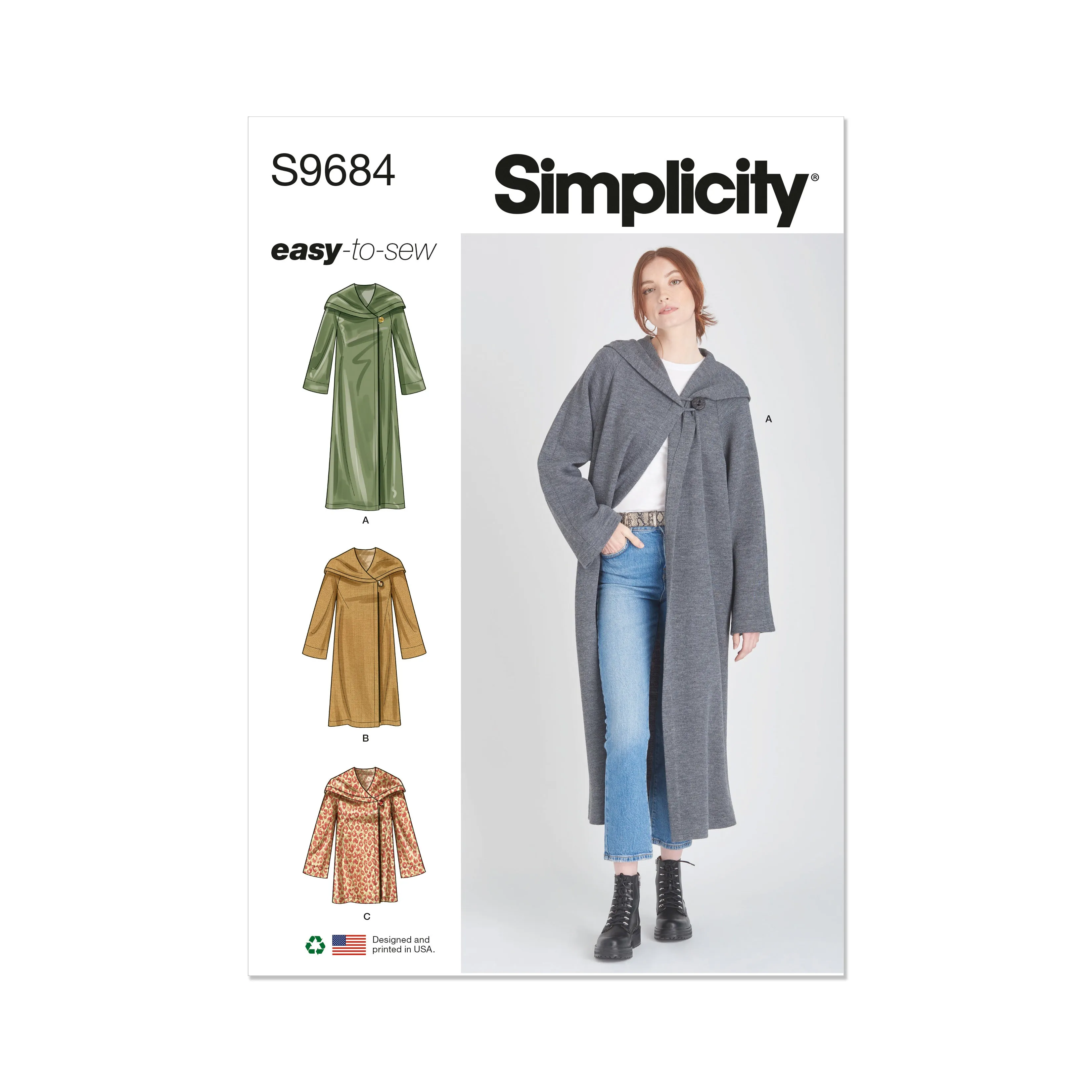 Simplicity pattern 9684 Misses' Hooded Coats and Jacket