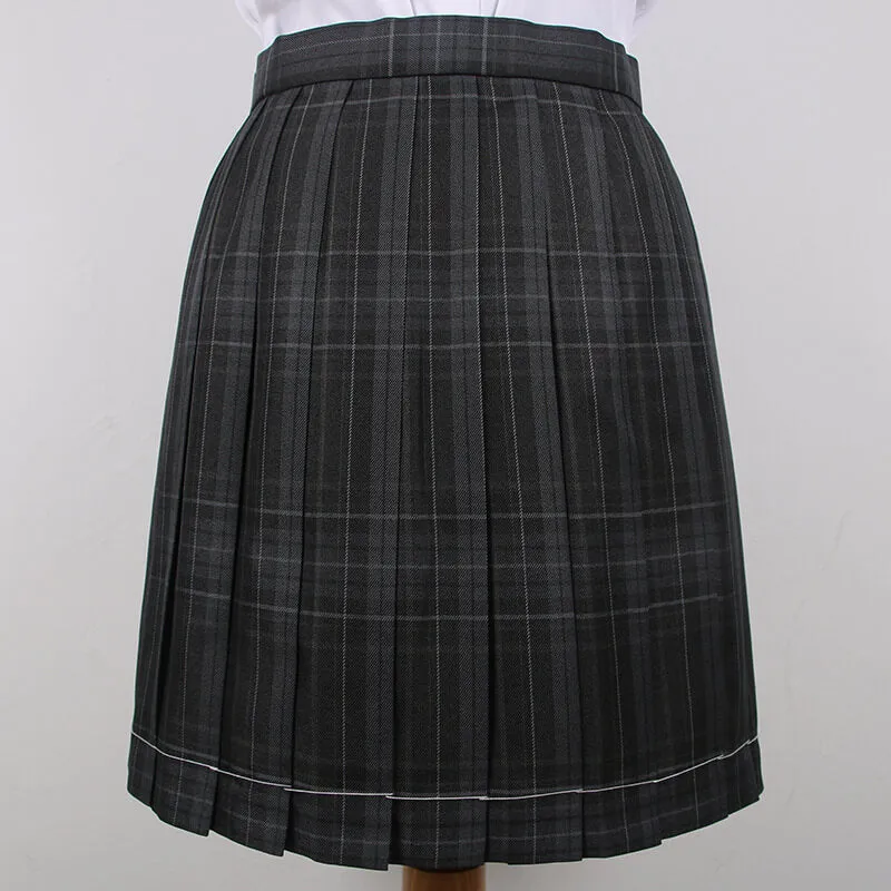 [Skirt / Bow] JK Carbon-Grey plaid uniform skirt