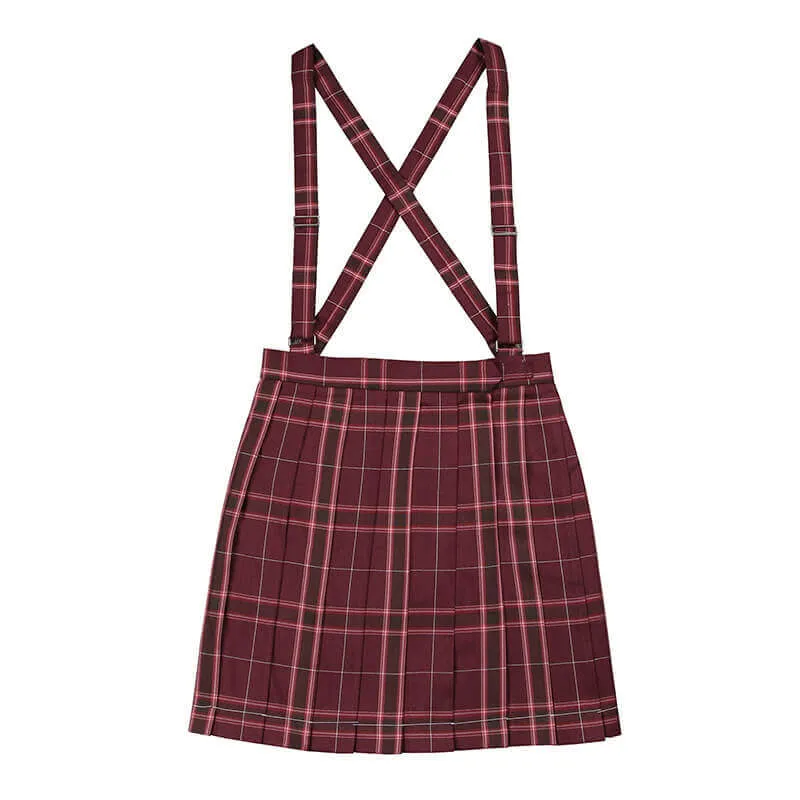 [Skirt / Bow] JK Wine-Red uniform pleated skirt