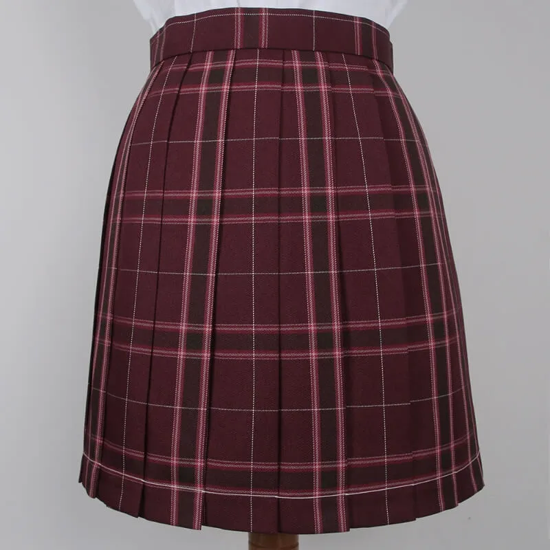 [Skirt / Bow] JK Wine-Red uniform pleated skirt