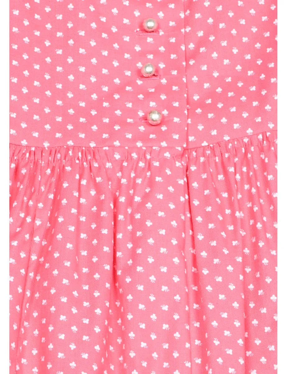 Sleeveless Floral Pink & White Dress - 5-6 YEARS