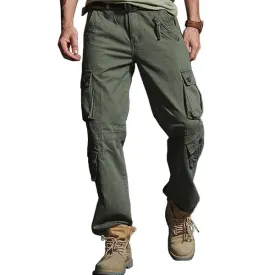 Solid Loose Multi-pocket Cotton Cargo Pants