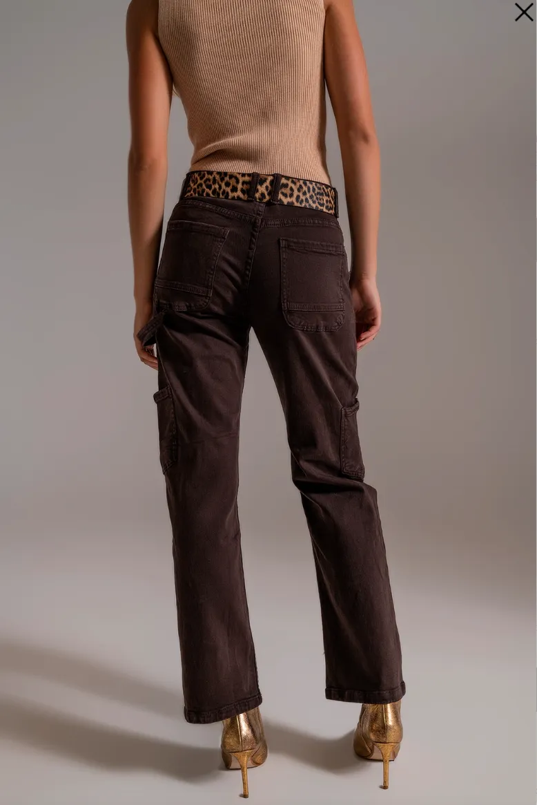 Straight Leg Brown Cargo Pants