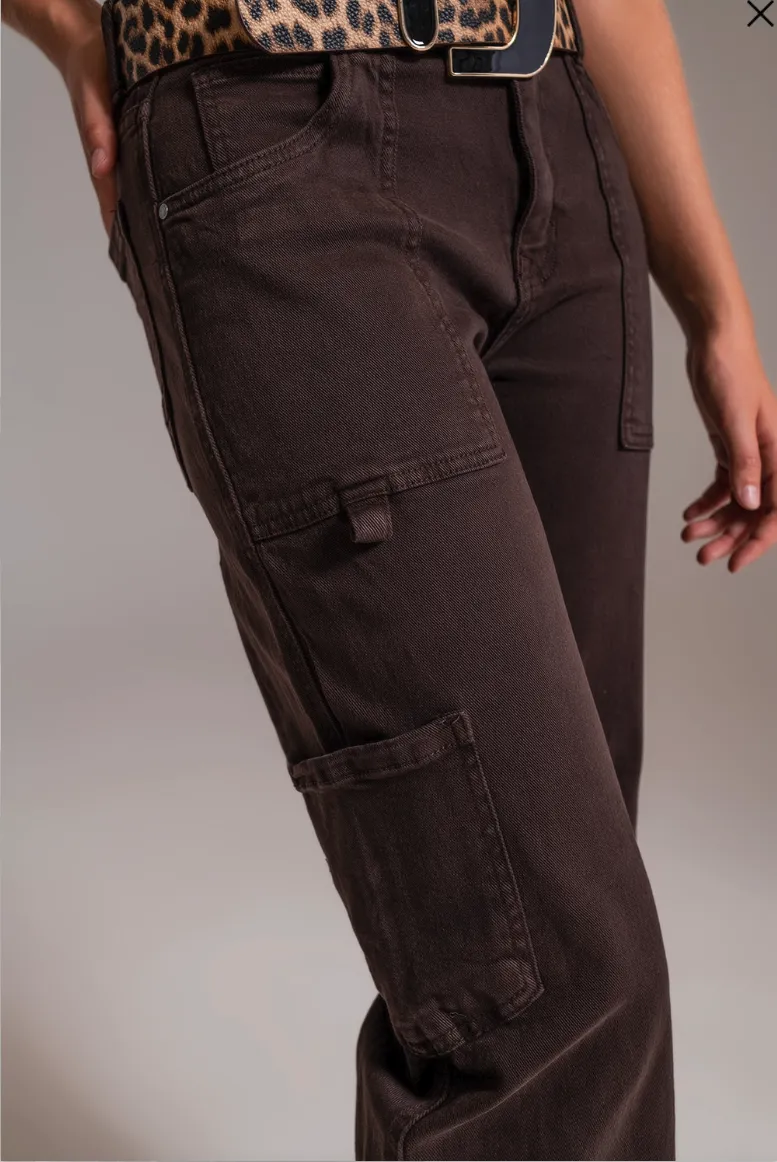 Straight Leg Brown Cargo Pants