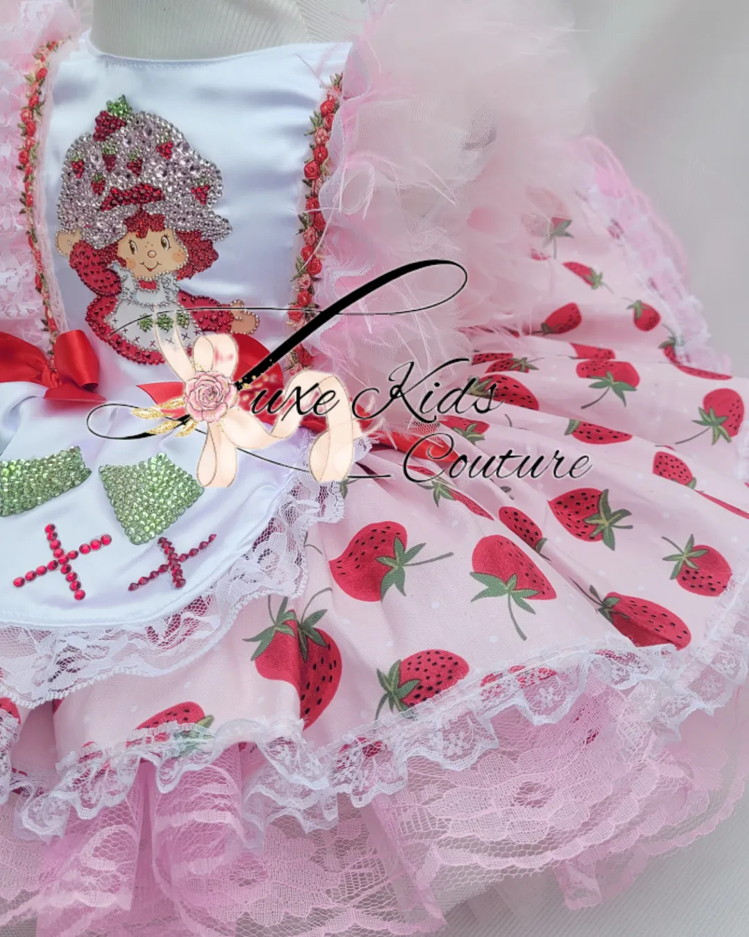 Strawberry Shortcake Vintage Couture Dress with Bling