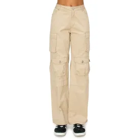 Stretch Twill Low Rise Multi Pockets Cargo Pants - Khaki