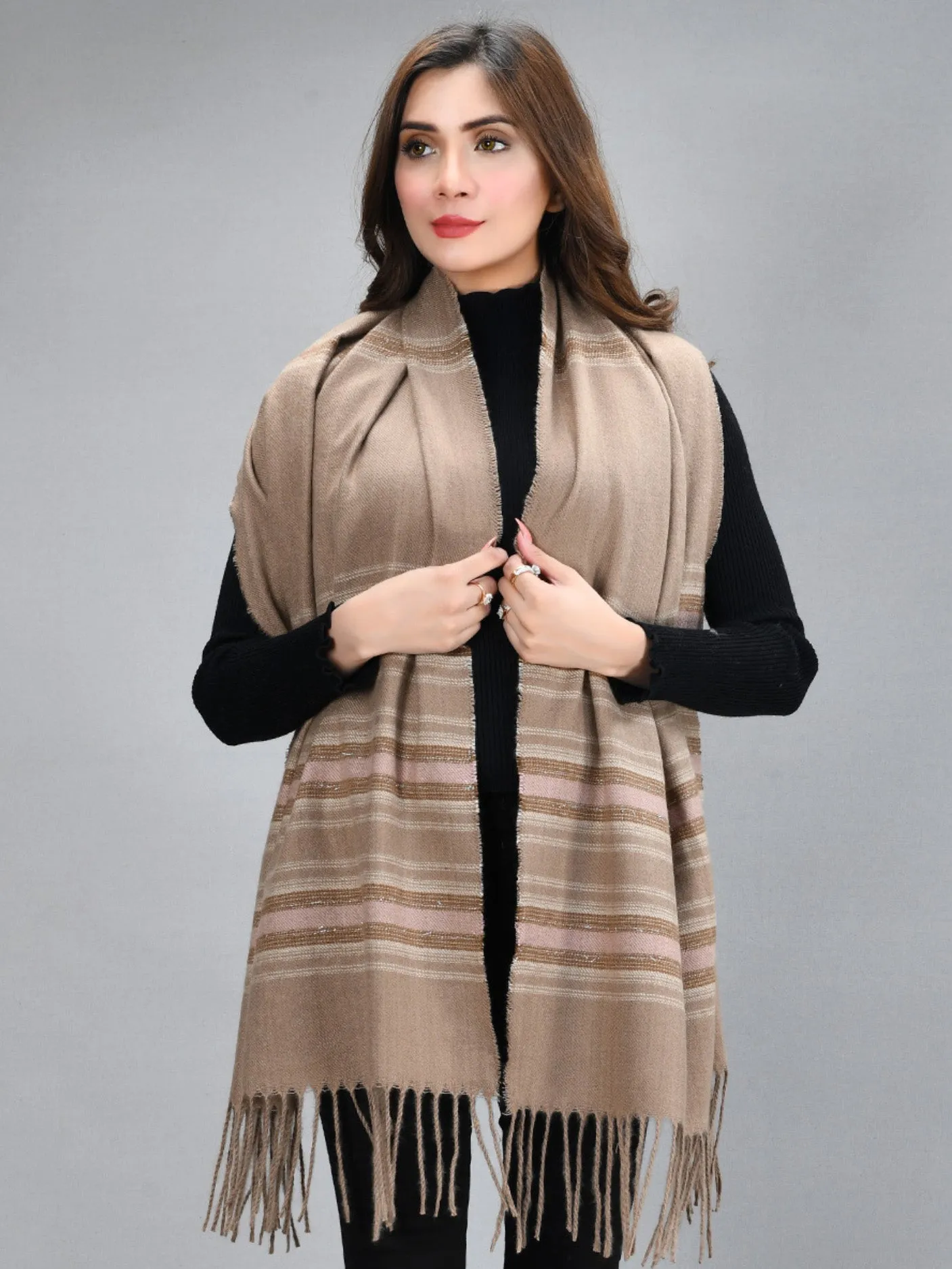 Striped Shawl-Brown