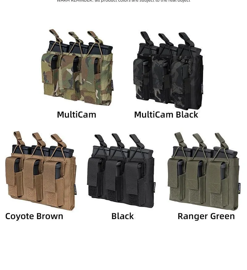 Tactical Magazine Pouch Mag Carrier Triple Open Top 5.56 Pistol MOLLE