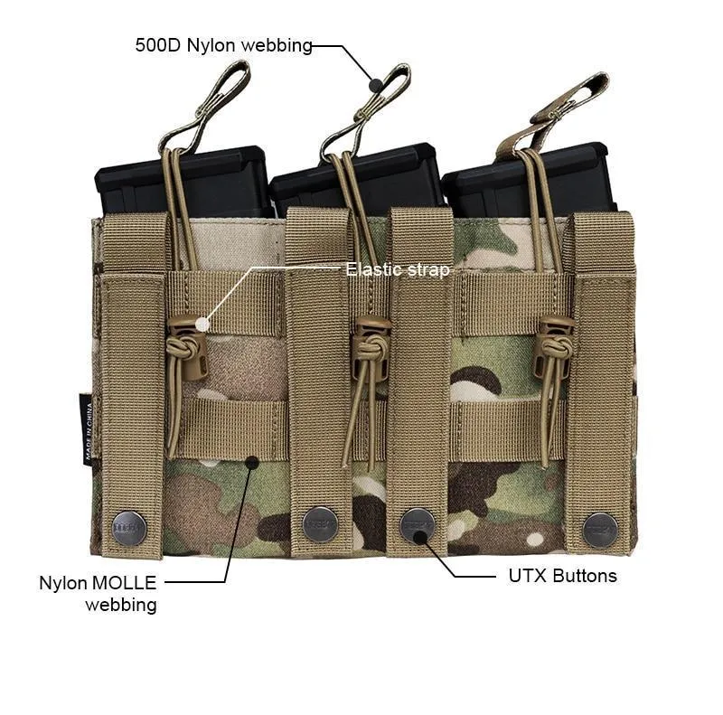 Tactical Magazine Pouch Mag Carrier Triple Open Top 5.56 Pistol MOLLE