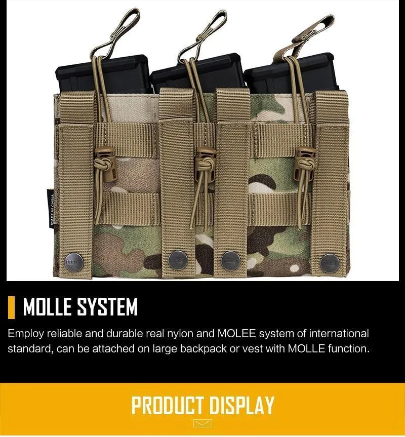 Tactical Magazine Pouch Mag Carrier Triple Open Top 5.56 Pistol MOLLE