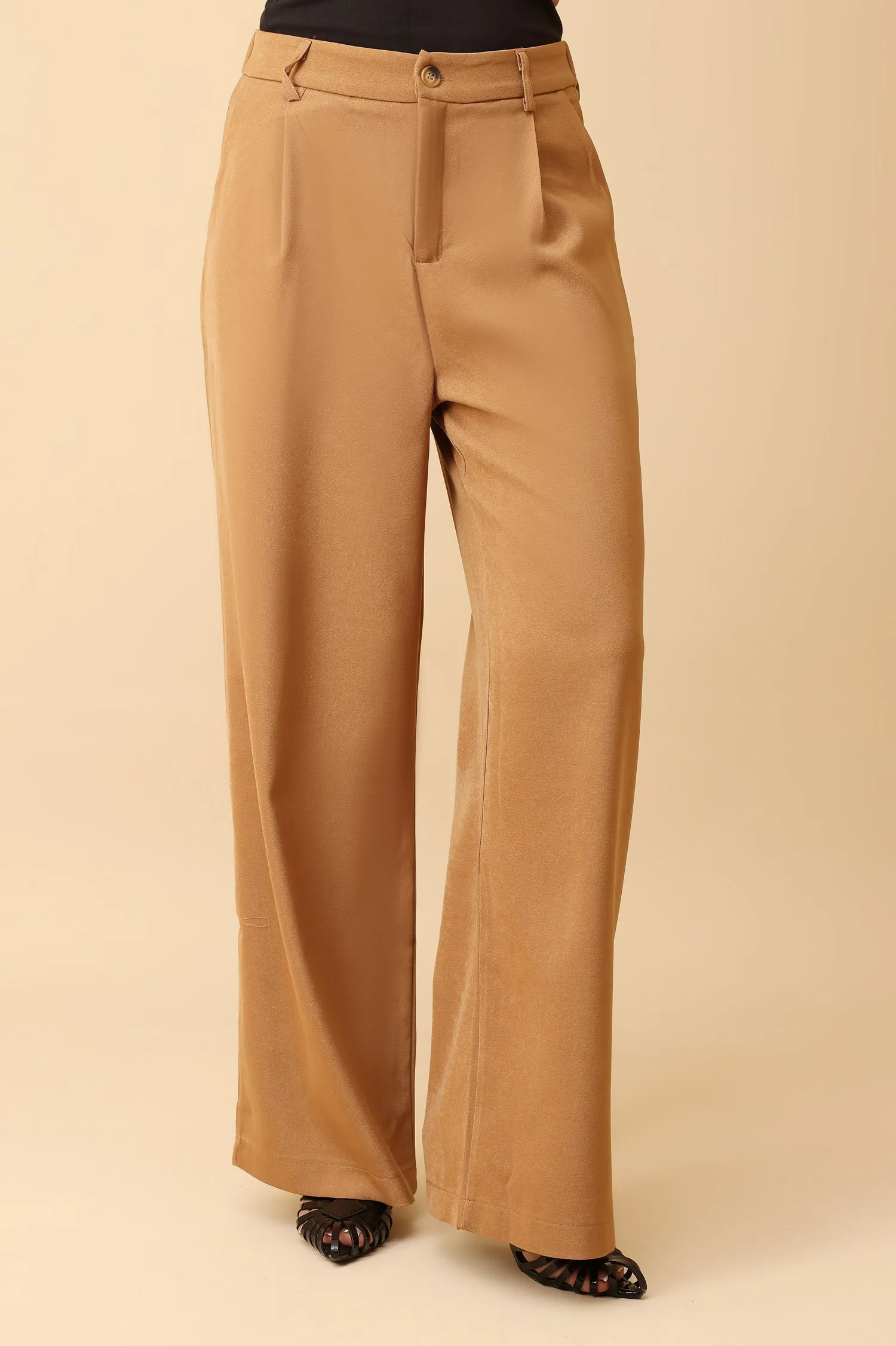 TAILORED RELAXED FIT PANTS-CAMEL