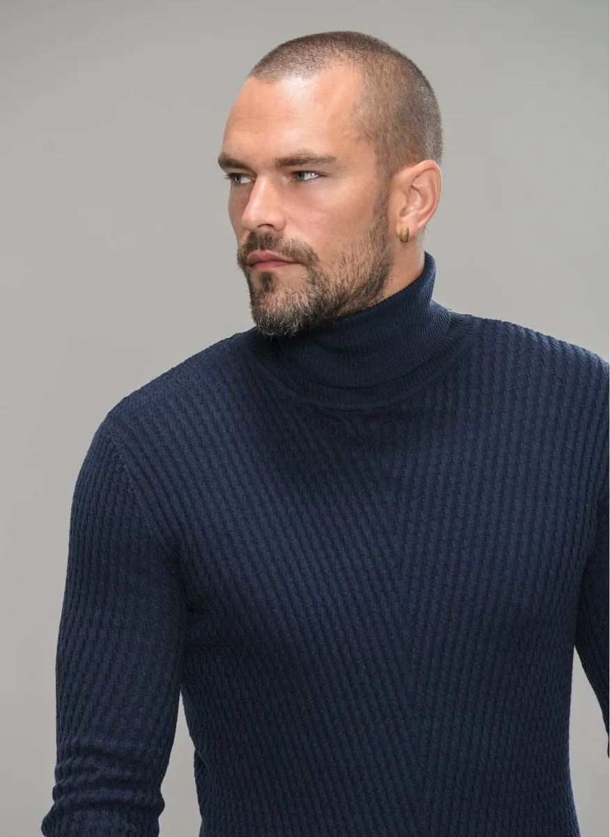 Textured Turtle Neck Sweater