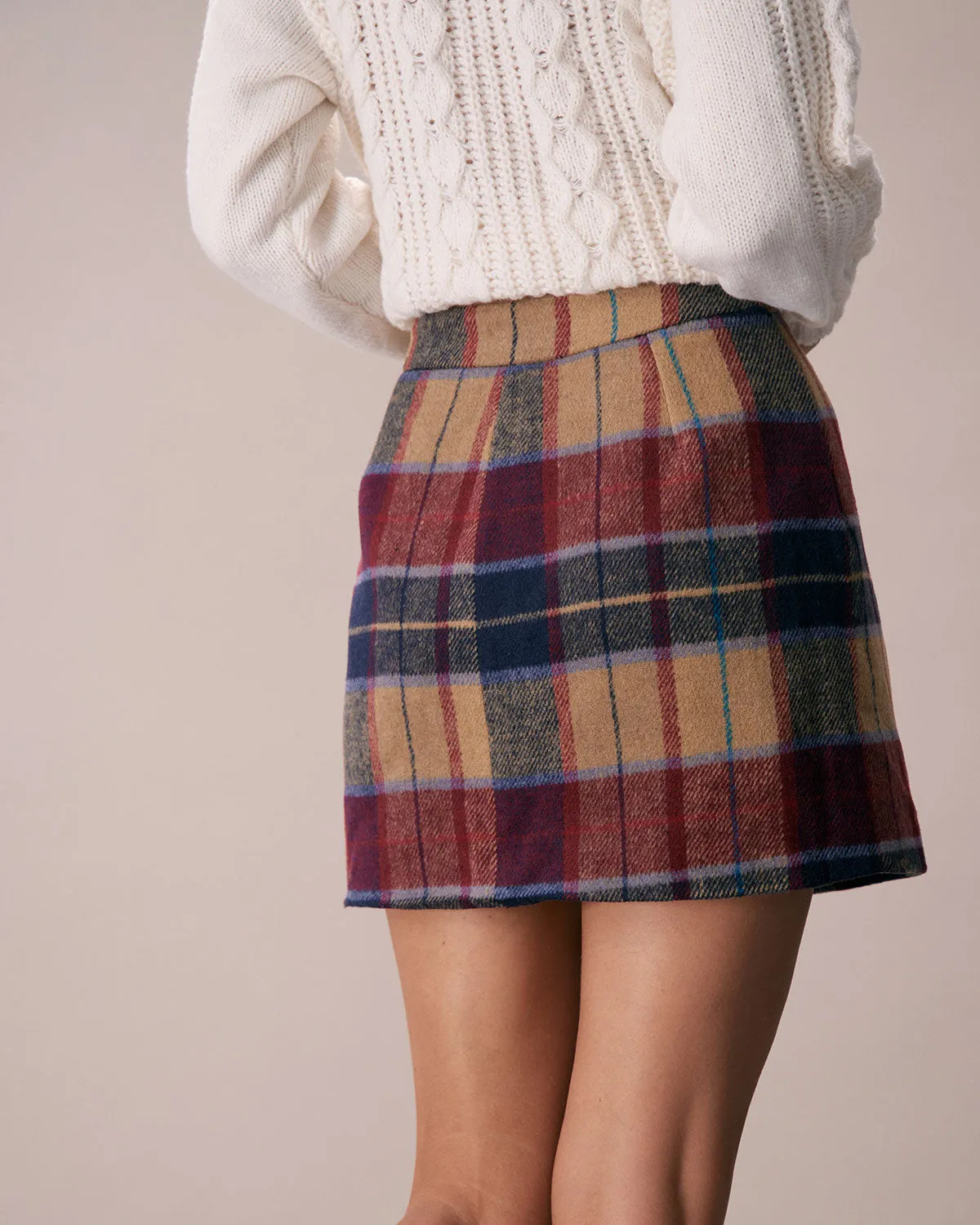 The Red Plaid Zipper Fly Tweed Mini Skirt