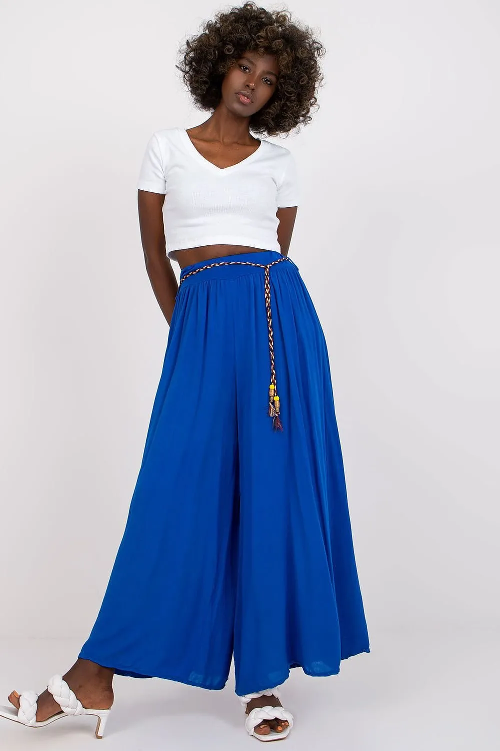 Tie Belt Wide Leg High-Waisted Pants