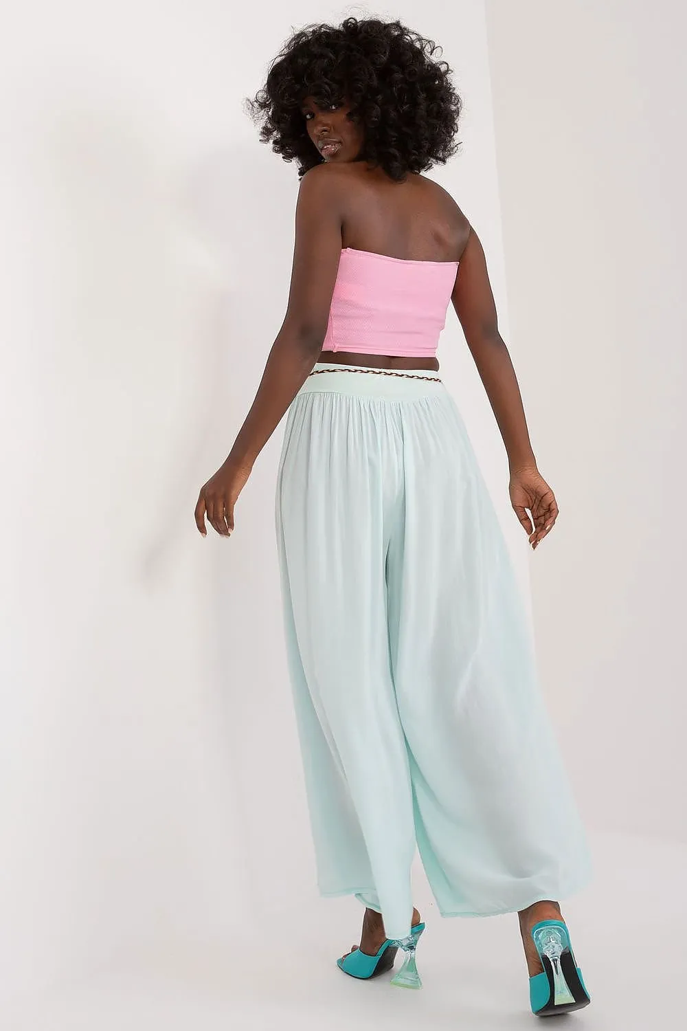 Tie Belt Wide Leg High-Waisted Pants