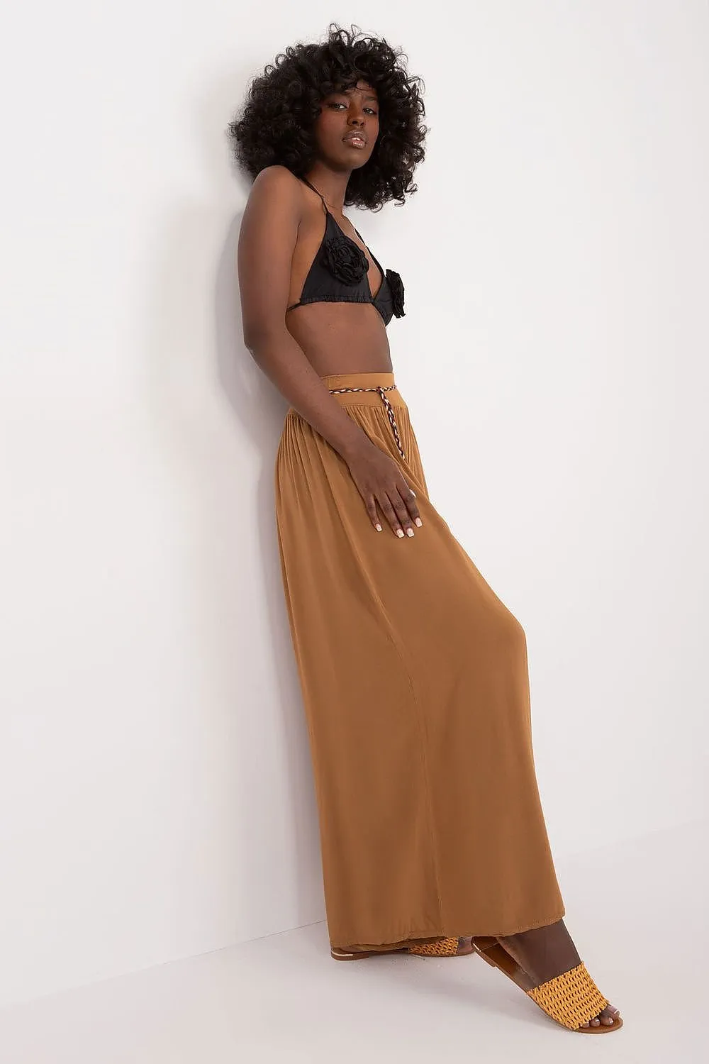 Tie Belt Wide Leg High-Waisted Pants