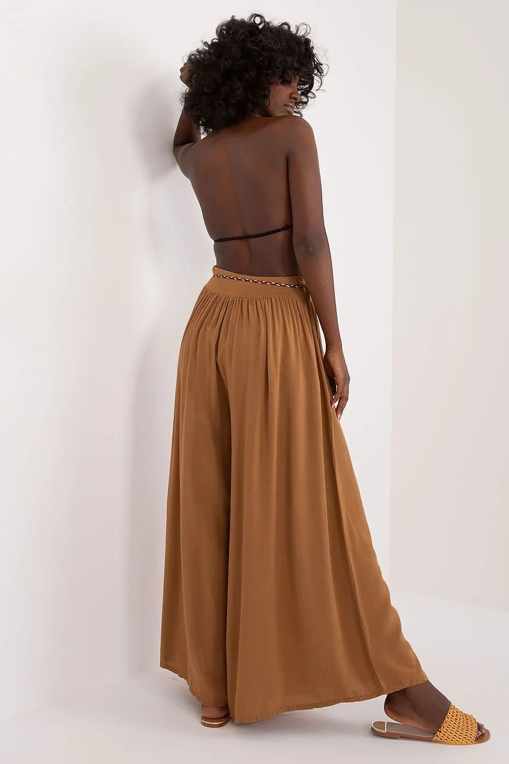 Tie Belt Wide Leg High-Waisted Pants