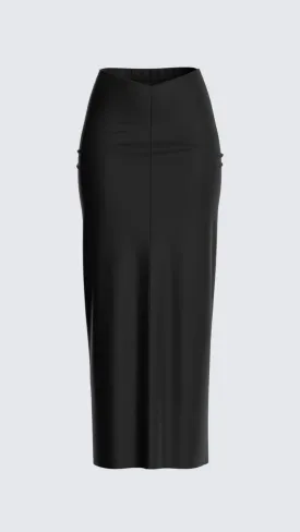 V-Cut Waist Midi Skirt