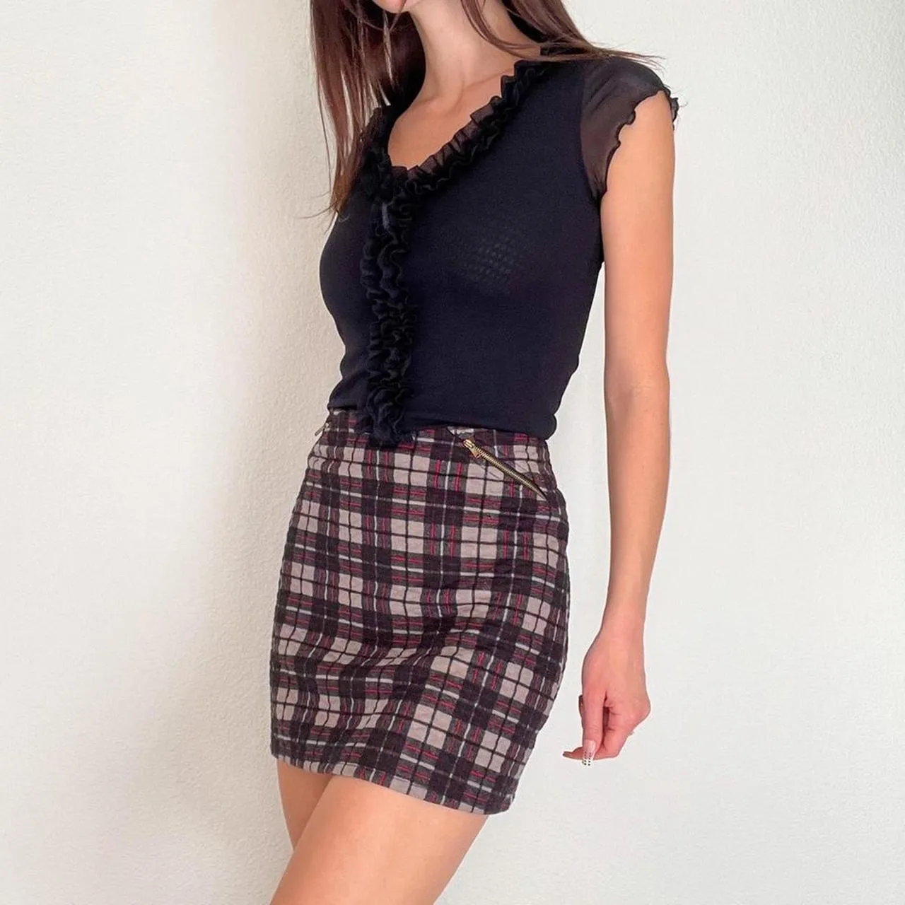 Vera Wang Plaid Mini Skirt