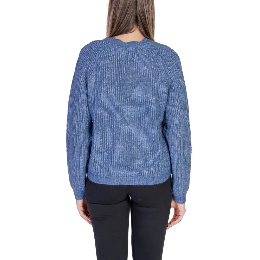 Vila Clothes Blue Recycled Polyester Cardigan