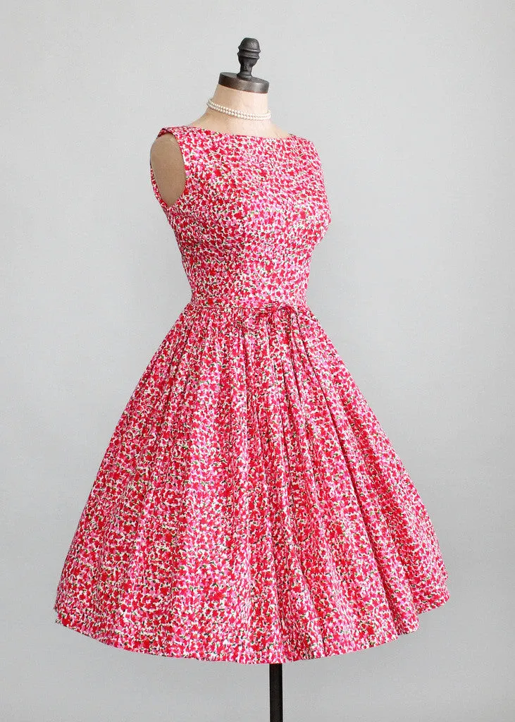 Vintage 1950s Peak Bloom Floral Day Dress