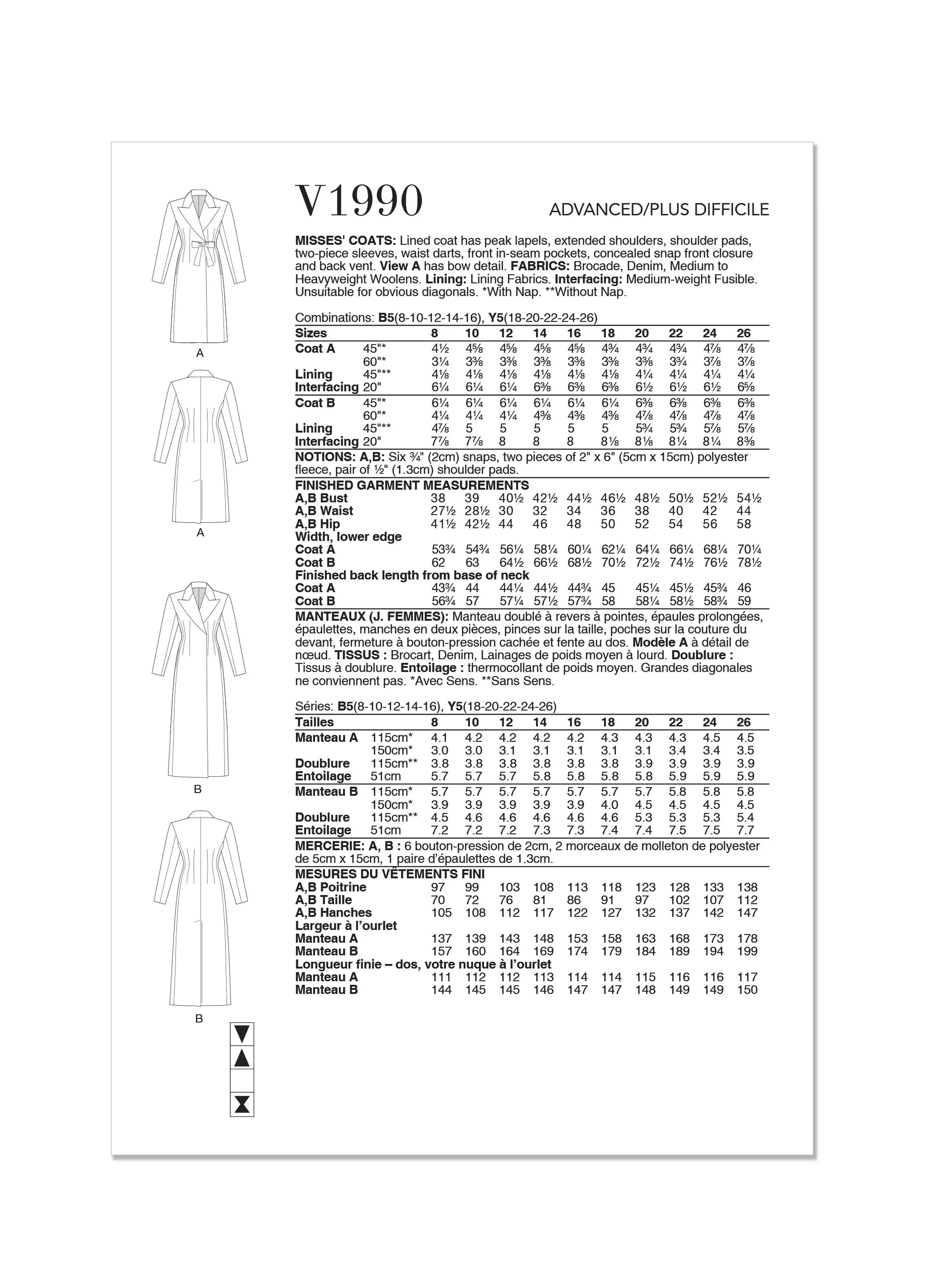 Voguepattern V1990 Misses' Coats