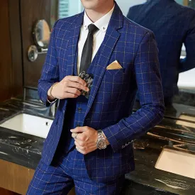 West Louis™ Plaid Formal Business Elegant 2 Piece Suit