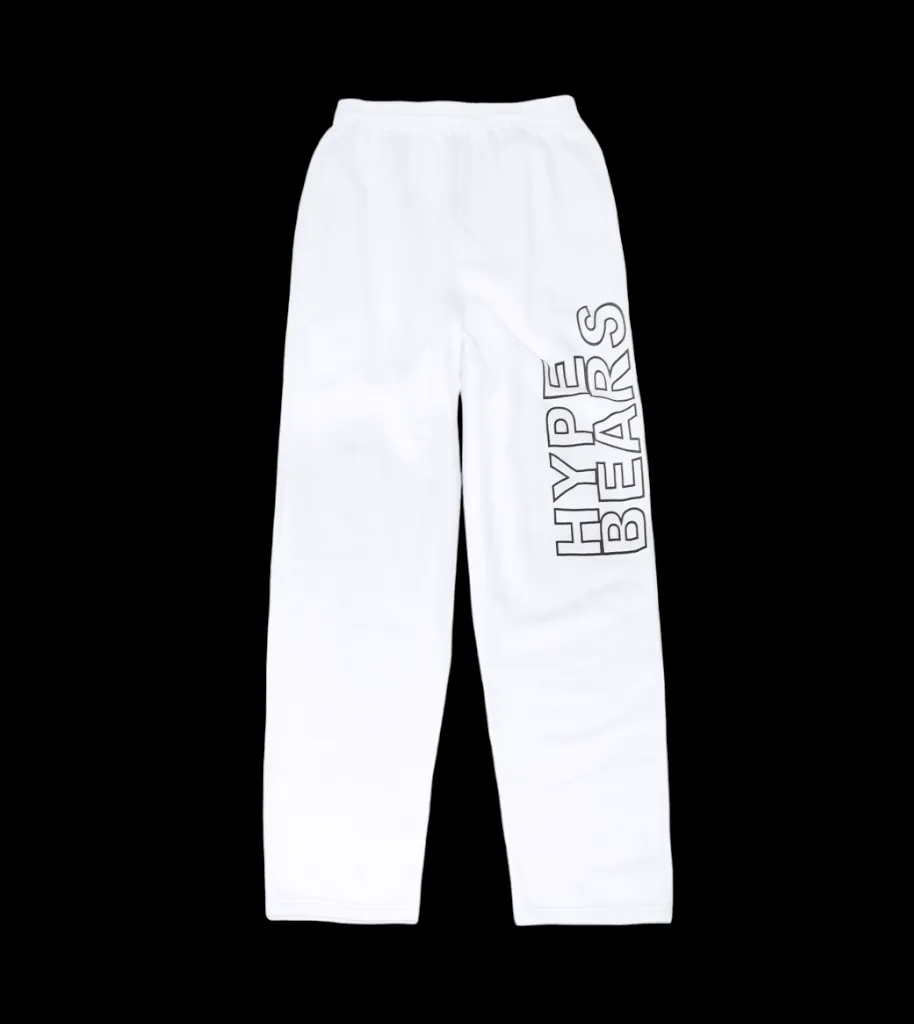 White Men's Sweatpants Cargo open Bottom with 2 Pockets 100% cottons