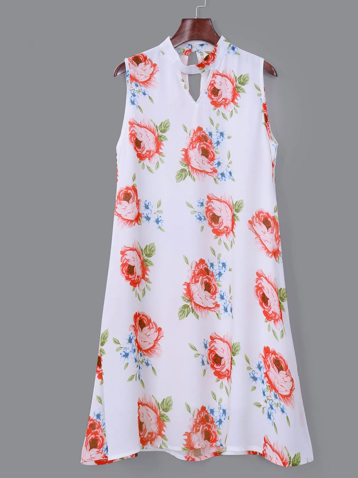 Wholesale Sleeveless Floral Print Cut Out Dresses