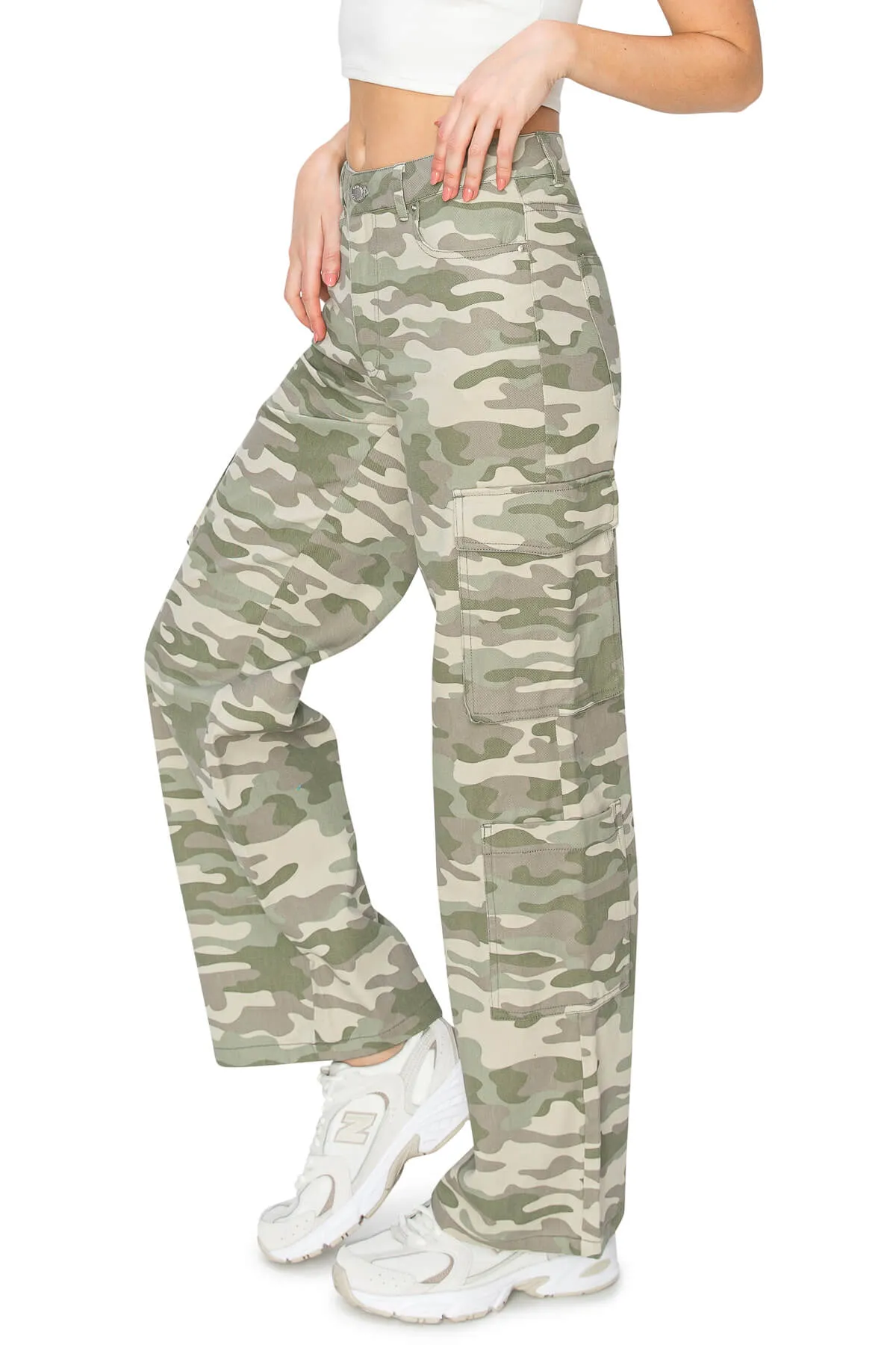 Wide Leg Cargo Pants - Camouflage