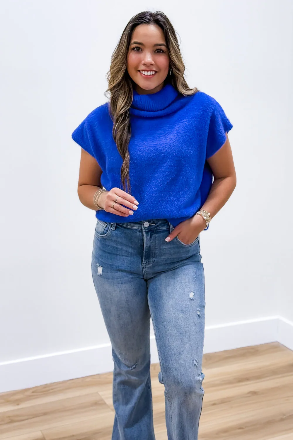 Winter Bliss Turtle Neck Sweater - Royal Blue