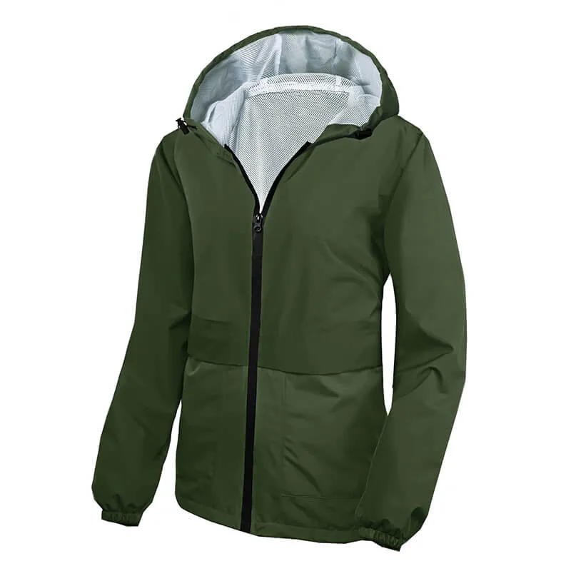 Women Lightweight Rain Jacket Waterproof Packable Hooded Windbreaker