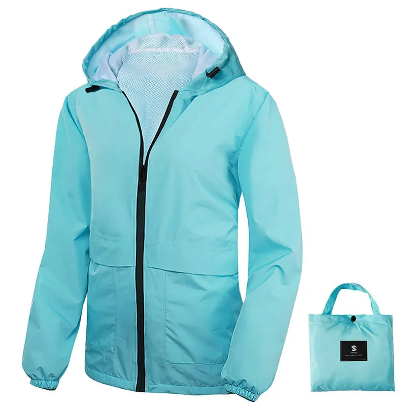 Women Lightweight Rain Jacket Waterproof Packable Hooded Windbreaker