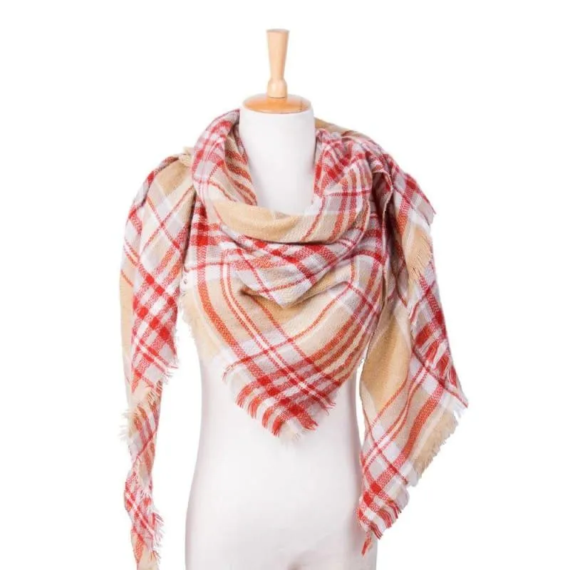 Women Plaid Scarf Designer Triangle Cashmere Shawls Scarf