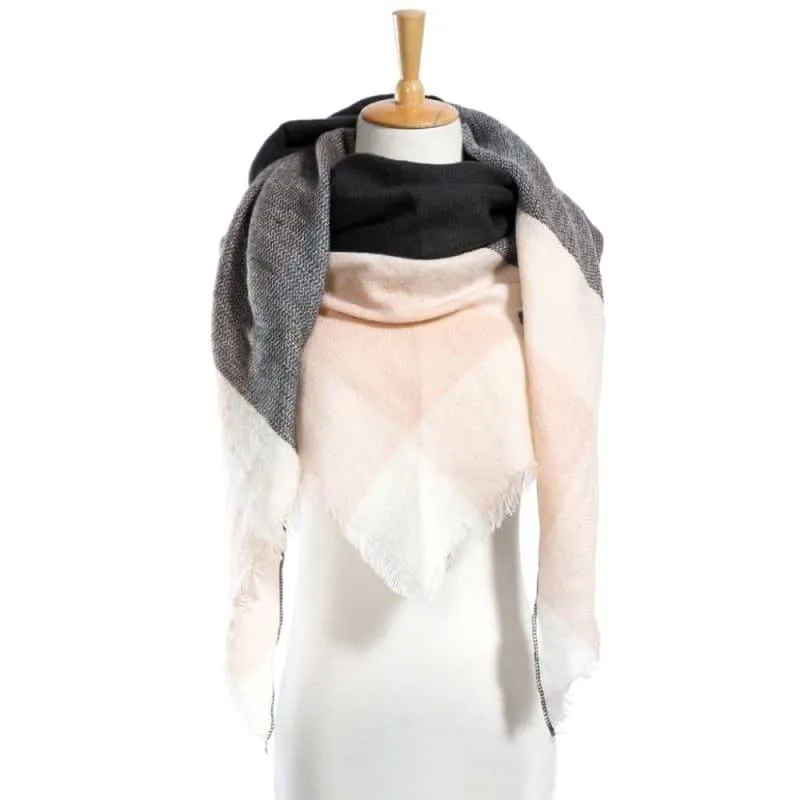 Women Plaid Scarf Designer Triangle Cashmere Shawls Scarf