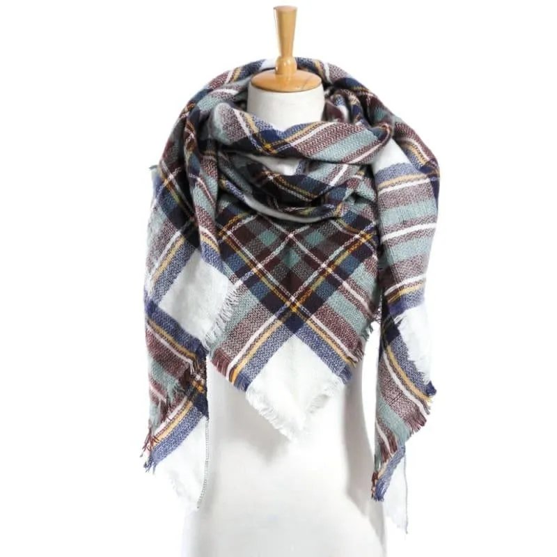 Women Plaid Scarf Designer Triangle Cashmere Shawls Scarf