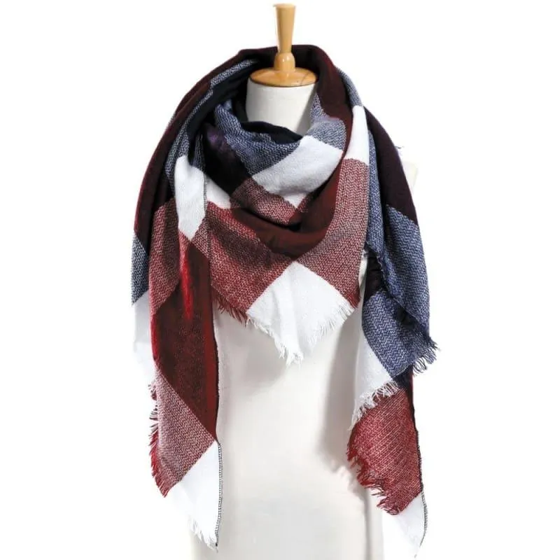 Women Plaid Scarf Designer Triangle Cashmere Shawls Scarf