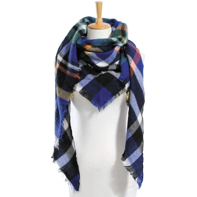 Women Plaid Scarf Designer Triangle Cashmere Shawls Scarf