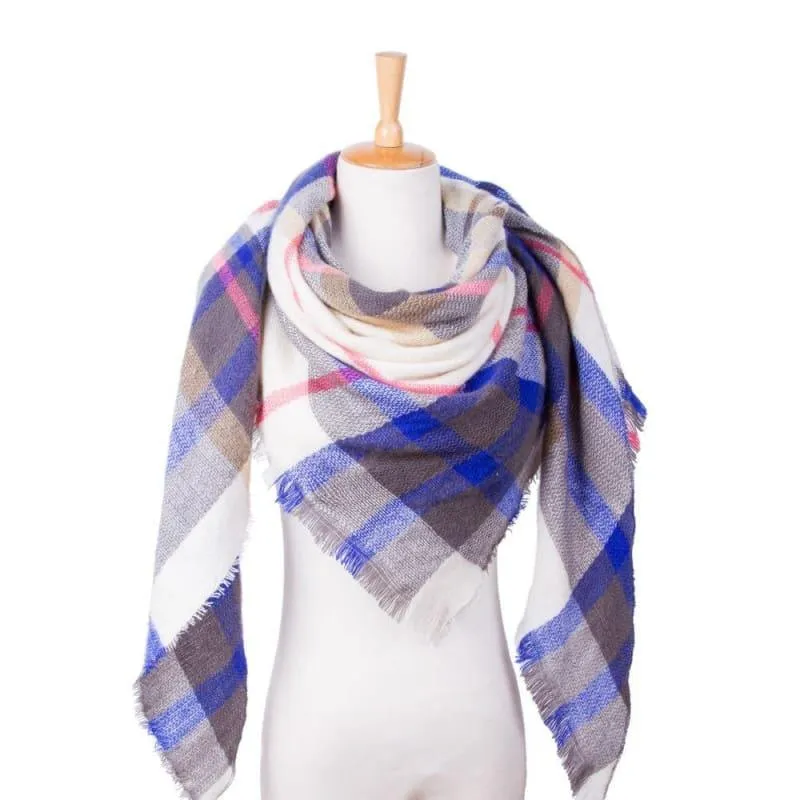 Women Plaid Scarf Designer Triangle Cashmere Shawls Scarf