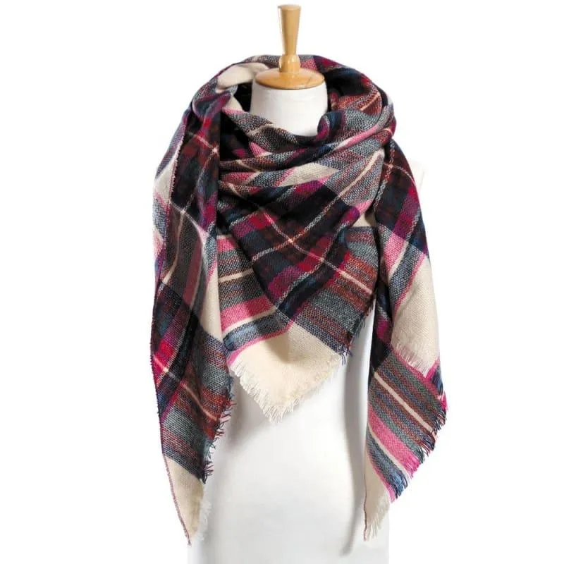 Women Plaid Scarf Designer Triangle Cashmere Shawls Scarf