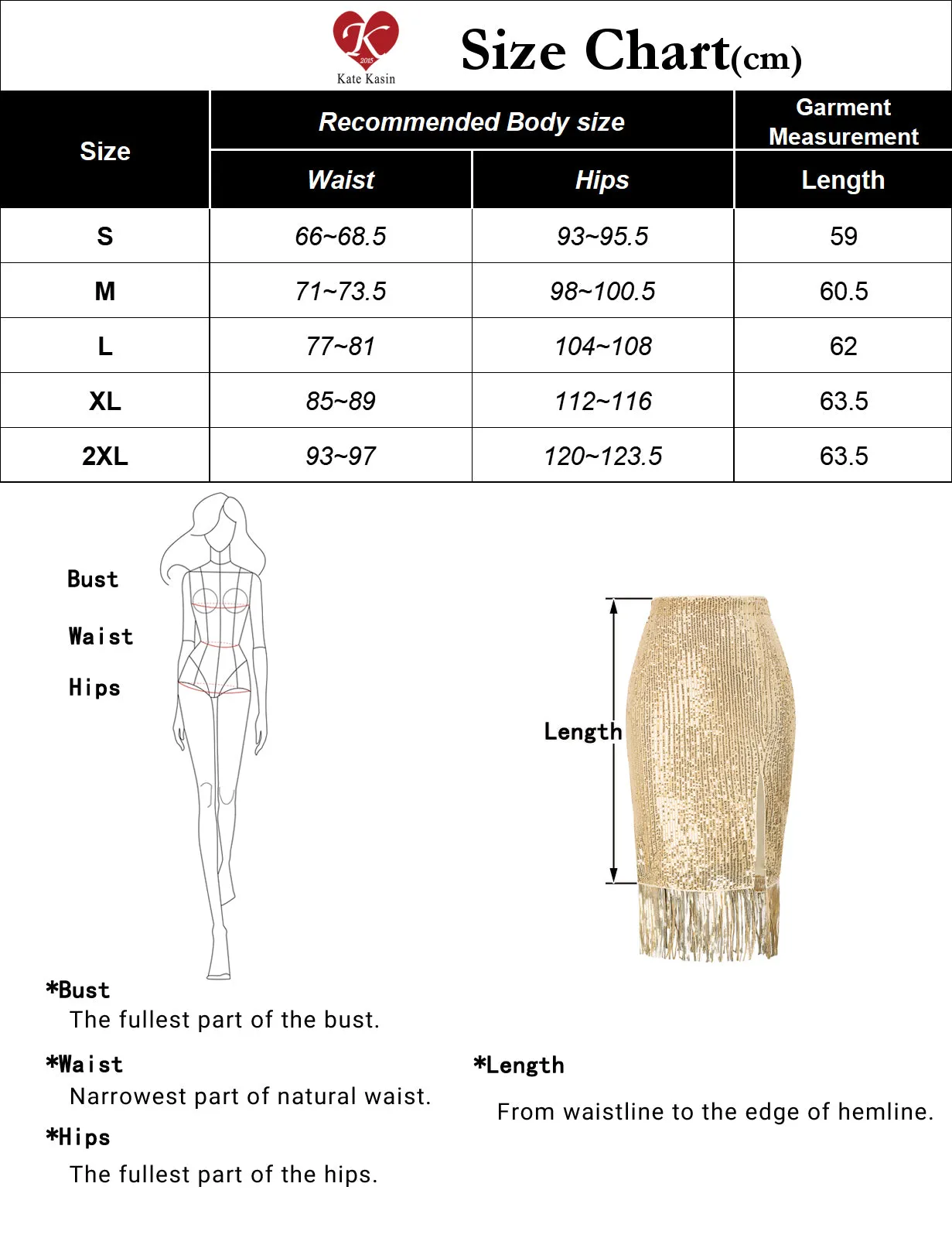 Women Sequined Party Skirt Elastic Waist Front Slit Tassel Hem Bodycon Skirt