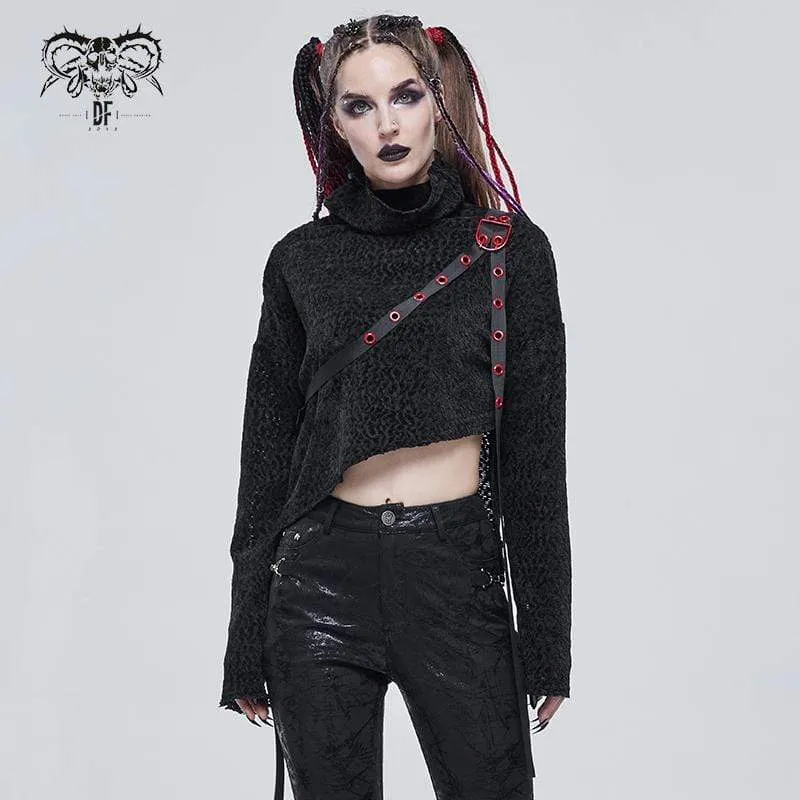 Women's Gothic Irregular Turtleneck Crop Top